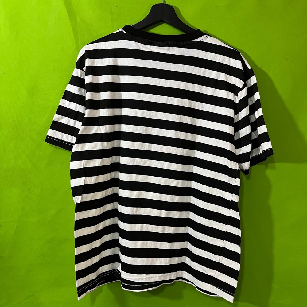 Alcatraz Psycho Ward Outpatient Striped Graphic Shirt Mens LARGE Black White - Picture 2 of 5